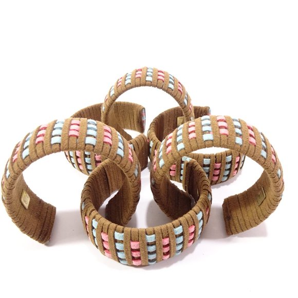 DANNIJO Tasha Suede Brown Pink Blue Braided Cuff Bracelet NWOT 225 - Picture 6 of 10